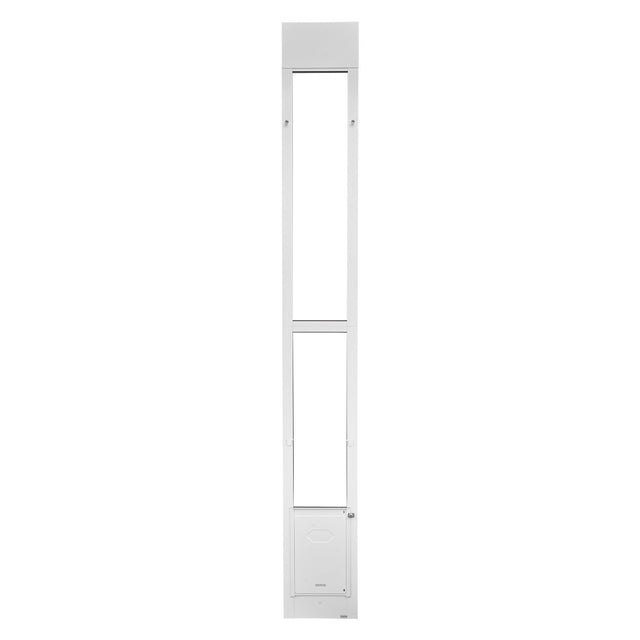 Sill sliding glass pet door panel installed in a door track