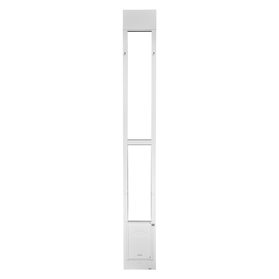 Sill sliding glass pet door panel installed in a door track