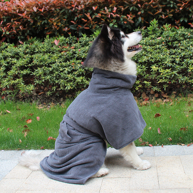 Pewter Dog Bathrobe Towel