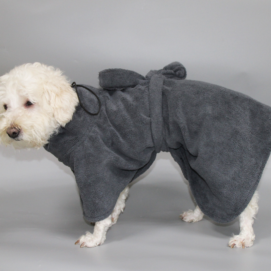 Pewter Dog Bathrobe Towel