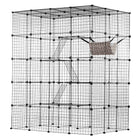 Loft 4-tier black wire cat enclosure, full view