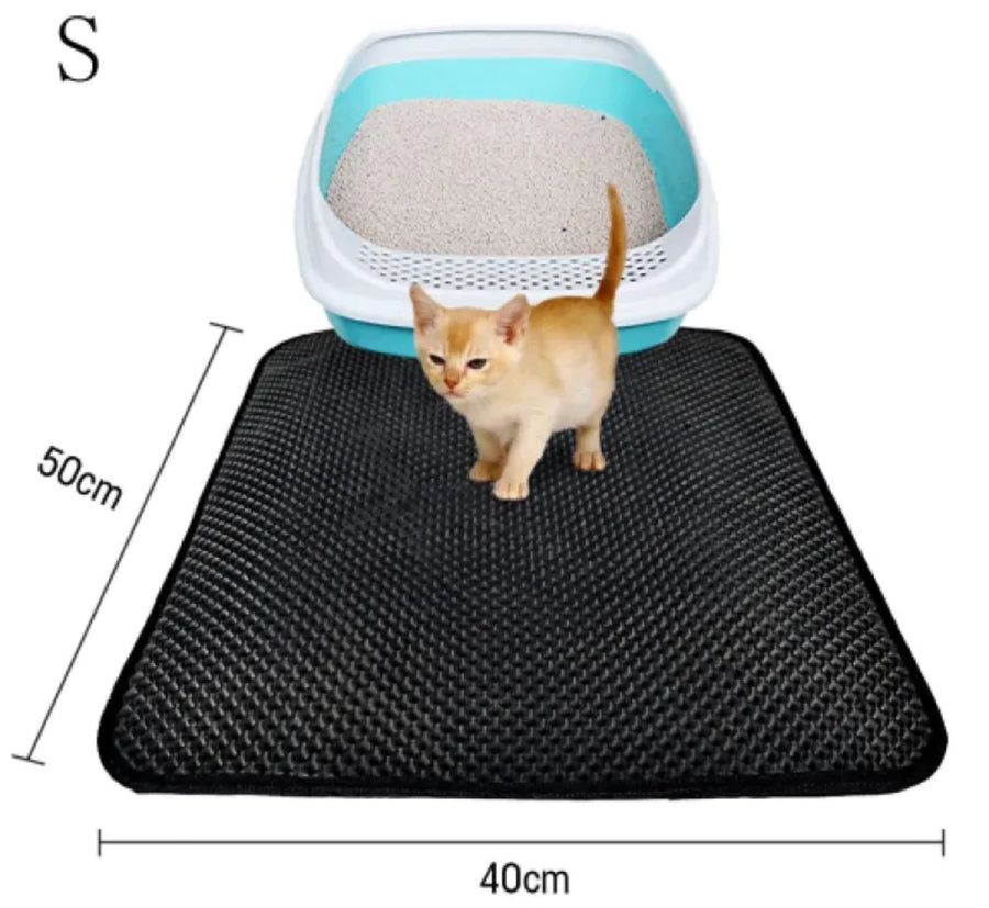 Close view of the Terrace mat honeycomb surface with a cat standing on it