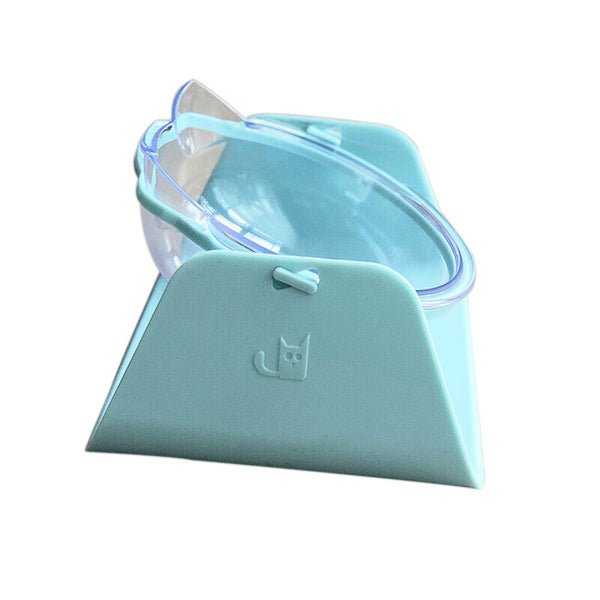 Mint green Prism Tilted Cat Bowl with a clear angled insert and cat-face shaped stand