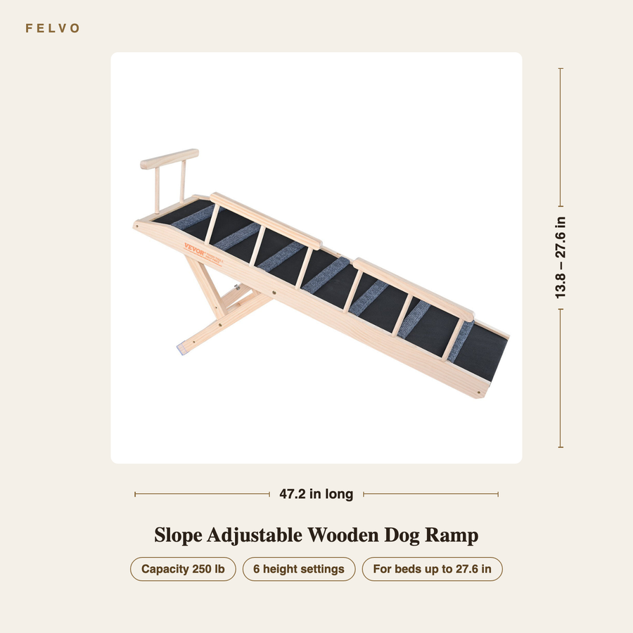 Slope Adjustable Wooden Dog Ramp dimensions