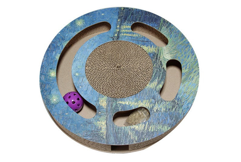 Strata Starry Sky Disc style: round track-ball scratcher with a corrugated centre pad